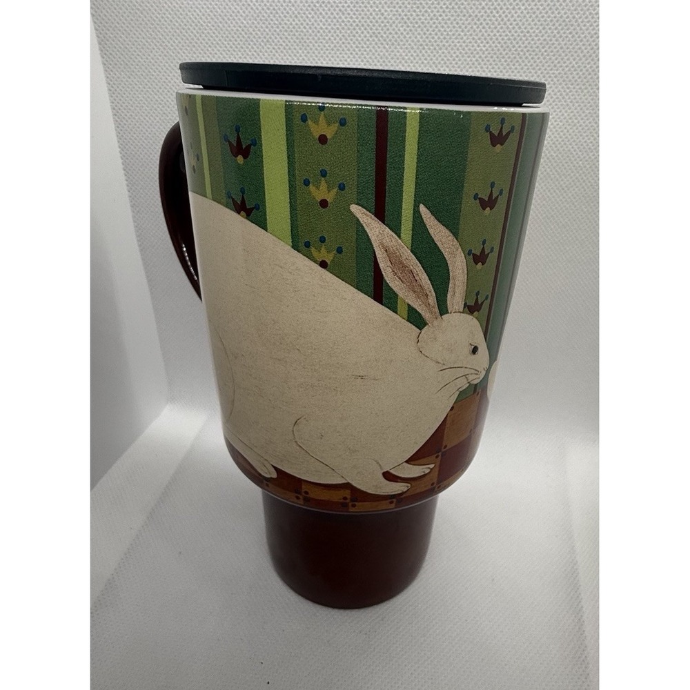 Warren‎ Kimble Wallpaper Bunny Lang Mug 2008 Tall Ceramic Coffee Tea Art Rabbit